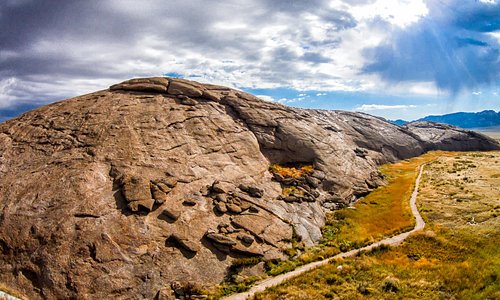 Independence Rock, located near Casper, was a welcome sight for pioneers