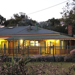 Motel front at night