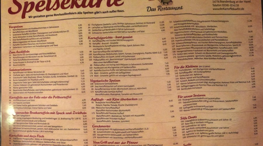 Speisekarte