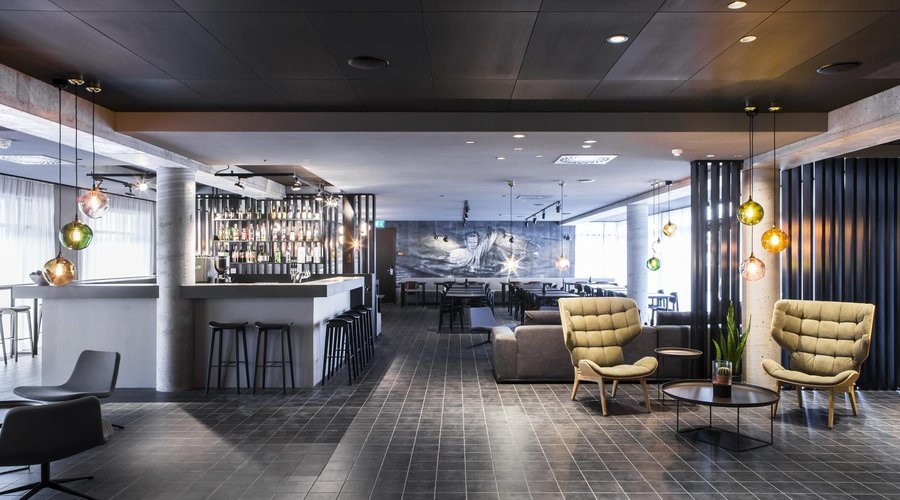 The bar and lounge at Skuggi Hotel. 