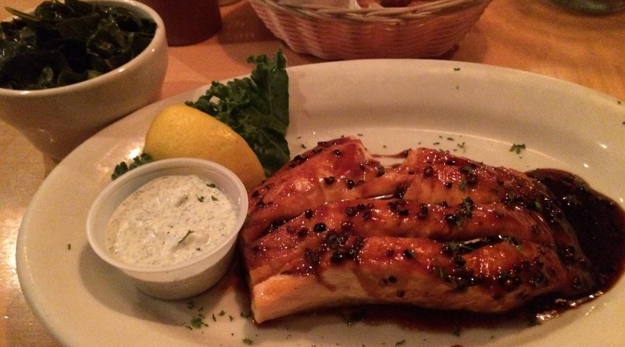 Honey Pepper Salmon with a side of fresh collards