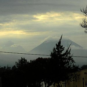 View of Virunga mountain from the hotel balcony