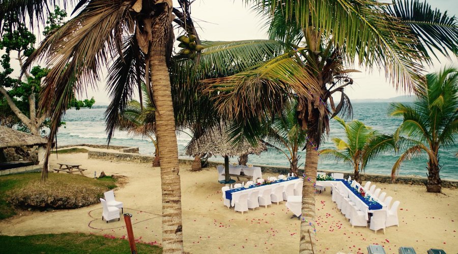 Wedding set up by the beach