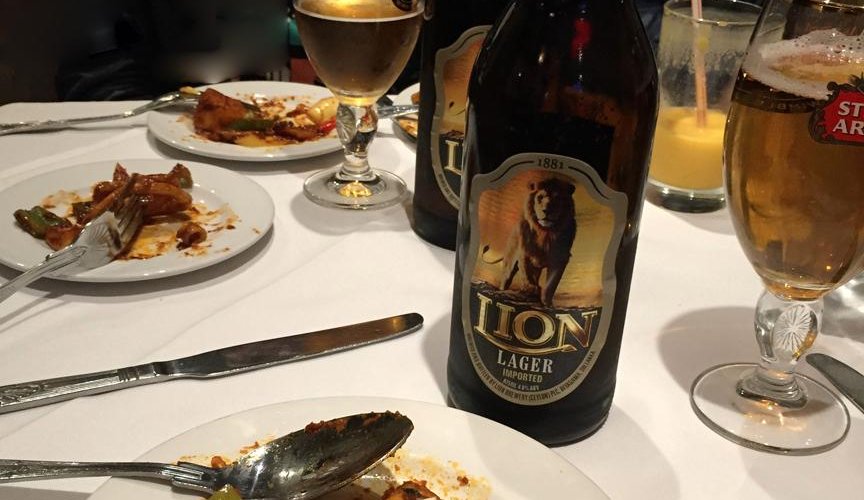 Imported lager from Sri Lanka, with chilli paneer starter