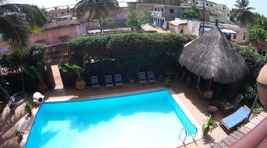 Pool viewed from bar/restaurant