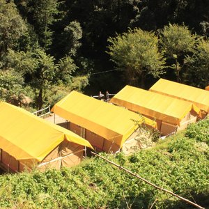 the colourful tents add to the overall experience