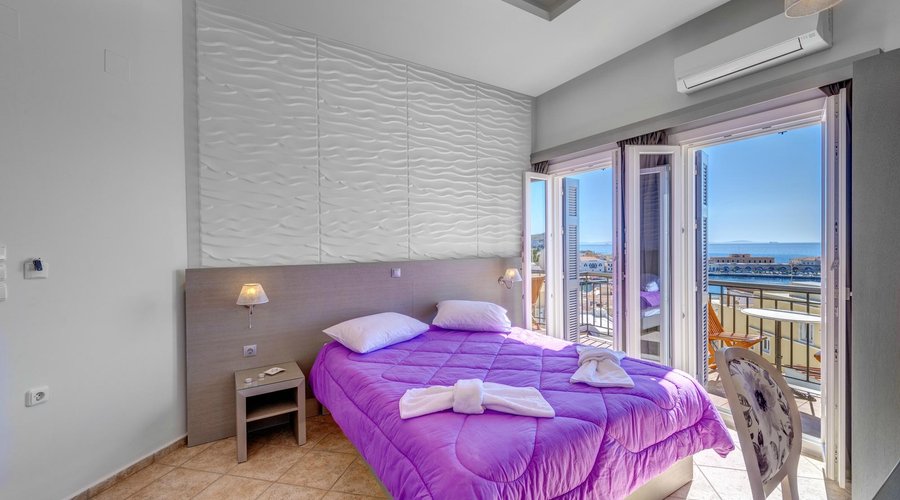 The sunny two rooms suite of the hotel with two balconies and great view.