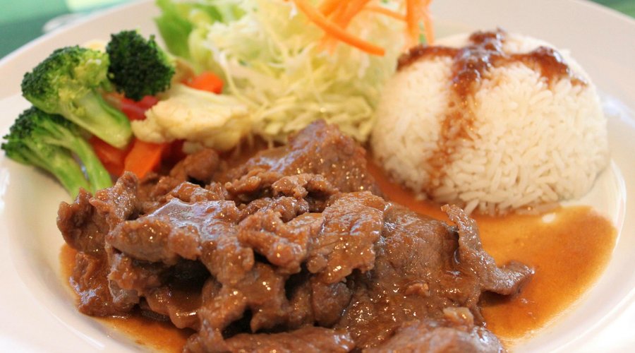 ข้าวเนื้อเทริยากิ - ฺBeef with Teriyaki Sauce with Rice