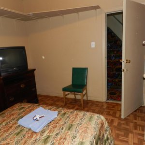 View of room and front door