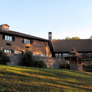 Lodge, viewed from the path to the lake