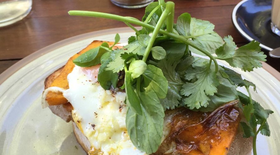 Spiced Pumpkin on Toast with Egg, Watercress & Pecorino