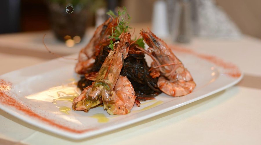Gambas mit hausgemachter Pasta
