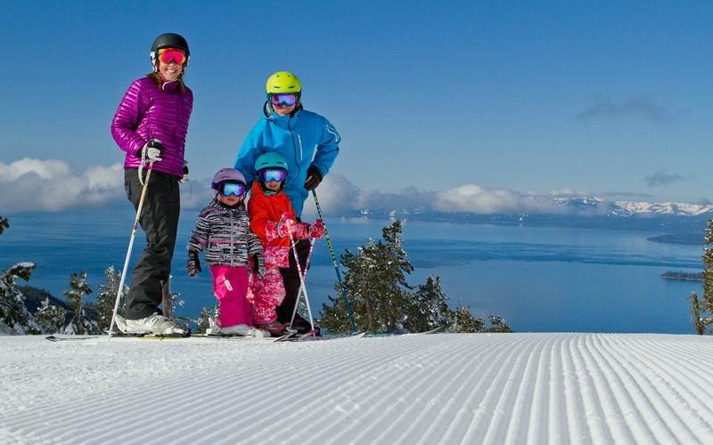Family on the top of Crystal Ridge - Diamond Peak Ski Resort