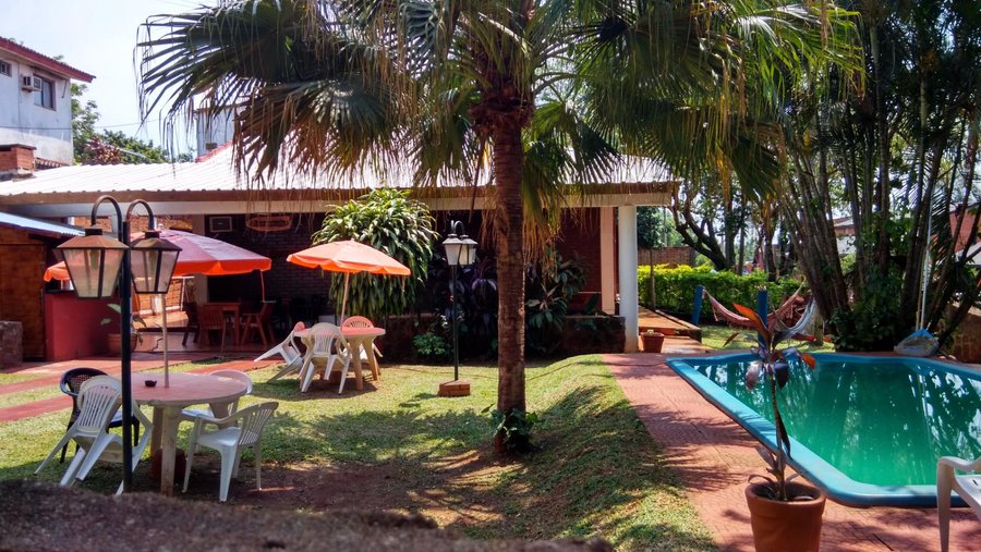 View of the hostel and the modest outdoor pool