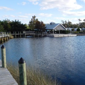 View from boardwalk to pavilion and RV sites.