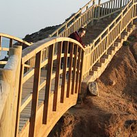 The wooden stairway
