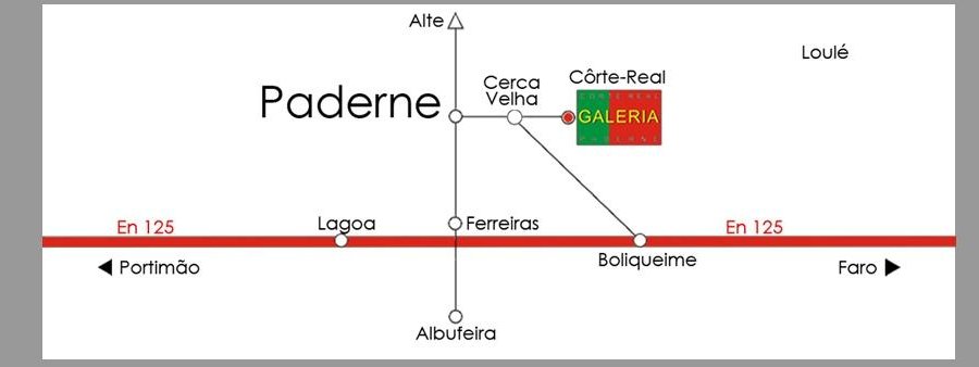 Please find the village of Paderne on your map and follow the 'Corte Real' gallery signs