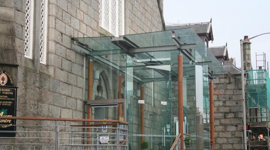 Just look for the glass porch on West High Street