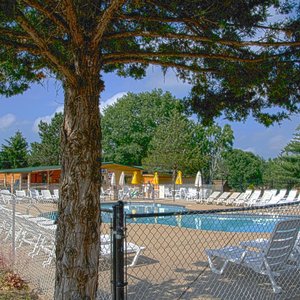 Great pool with huge pool deck and snack bar right off the office.