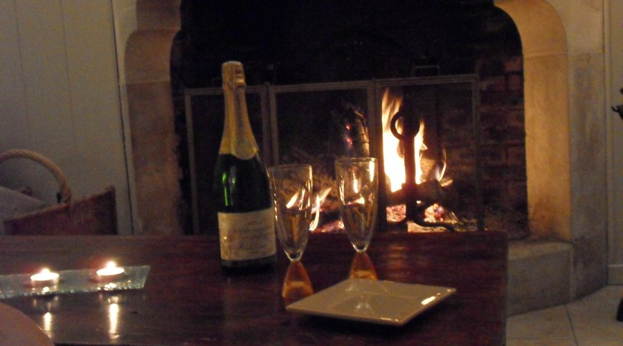 Salon d'hiver with fireplace