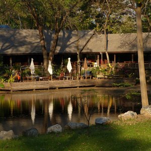 dining area from far side of lake