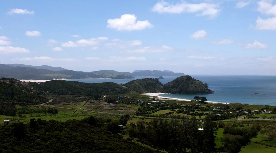 A view of the beach from the road