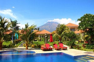 Bali Dive Resort and Spa in Tulamben, image may contain: Hotel, Resort, Villa, Chair