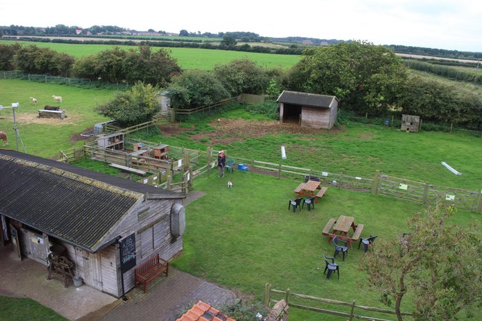 View of the gardens from the top of the windmill
