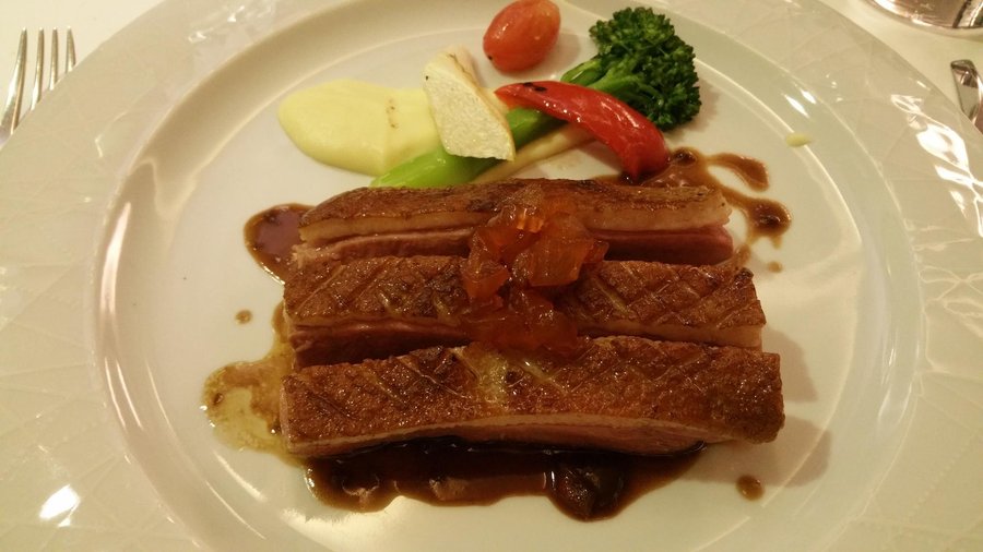 Perfectly cooked duck breast