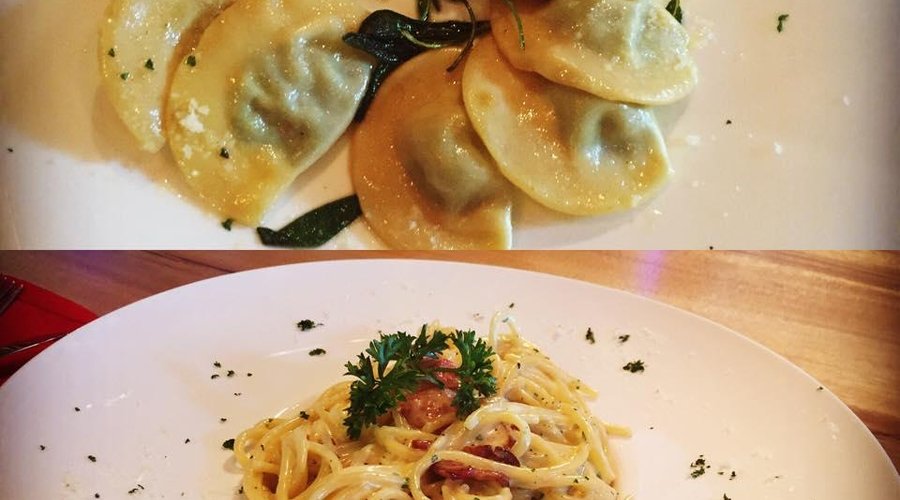 carbonara and ravioli burro & salvia