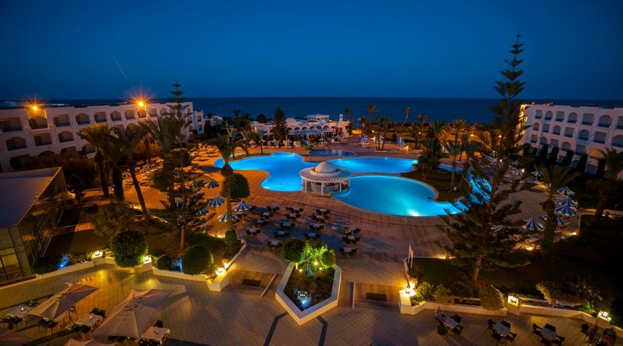 Night pool view
