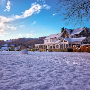 Snow covered lawn