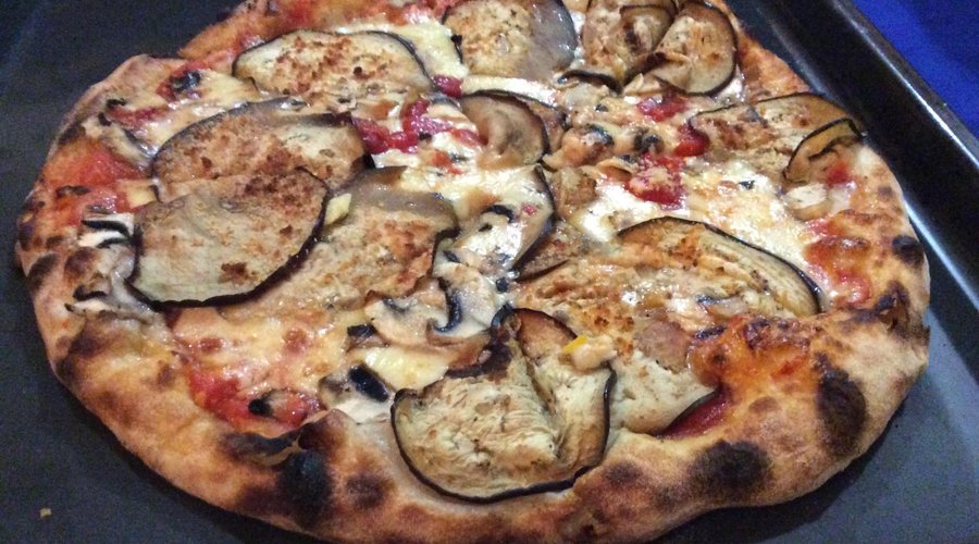 Pizza vegetariana "esta tenía berenjena"