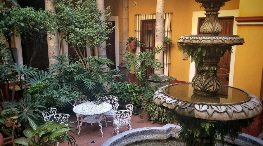 Relaxing in the courtyard