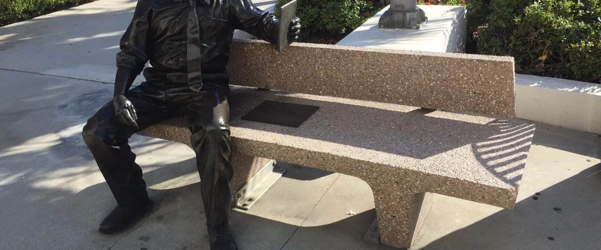 statue in front of Alhambra city hall