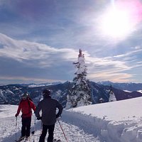 At the top, just before we started to ski.