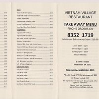 Take Away Menu - Both sides - Prices Same as Dine In