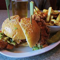 Buffalo chicken sandwich and tuscan fries...