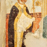 dipinto sulla parete ovest, vescovo, non identificato. Epoca rinascimentale