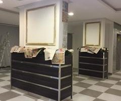 lobby under maintenance..see the papers every where.like rubbish bin