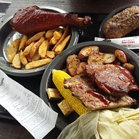 Turkey leg, corn, potato and ribs!
