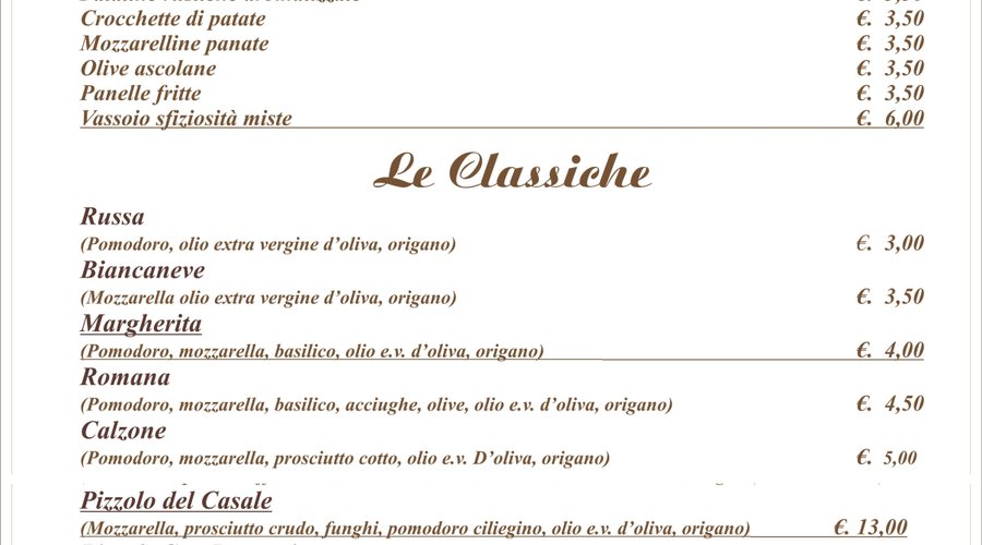 Stralcio Menù alla Carta in allegato alla risposta della recensione di Pallina N