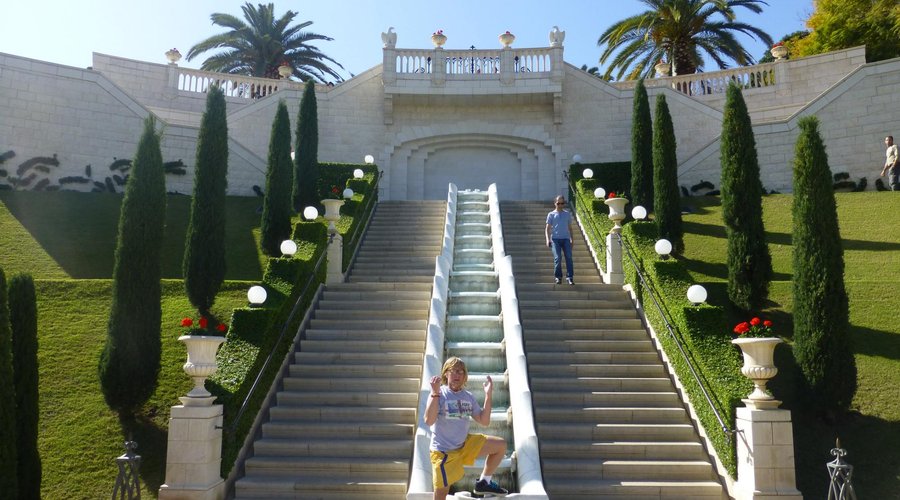 Entrance to wonderful Baha'i Gardens 5 min walk from hostel