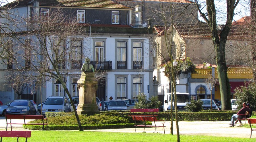 The hotel building as seen from the park