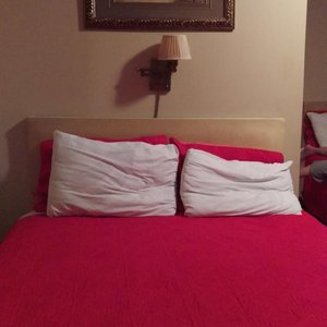 we smushed the pillows :) It was a cute room, comfy bed