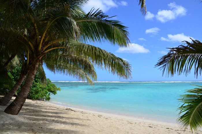 Titikaveka Beach, right in front of our bungalow