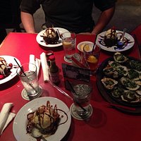Bread pudding w/ice cream, brownie w/ice cream and oysters