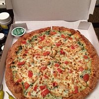 Large Original Crust Spinach Alfredo, Chicken and Tomato