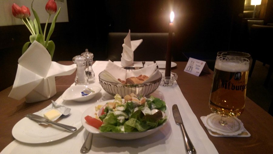 Dinner is served with a free salad and bread