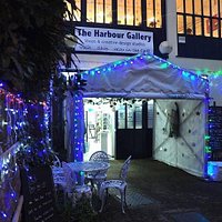 The Harbour Gallery Front Entrace Lit up at Night